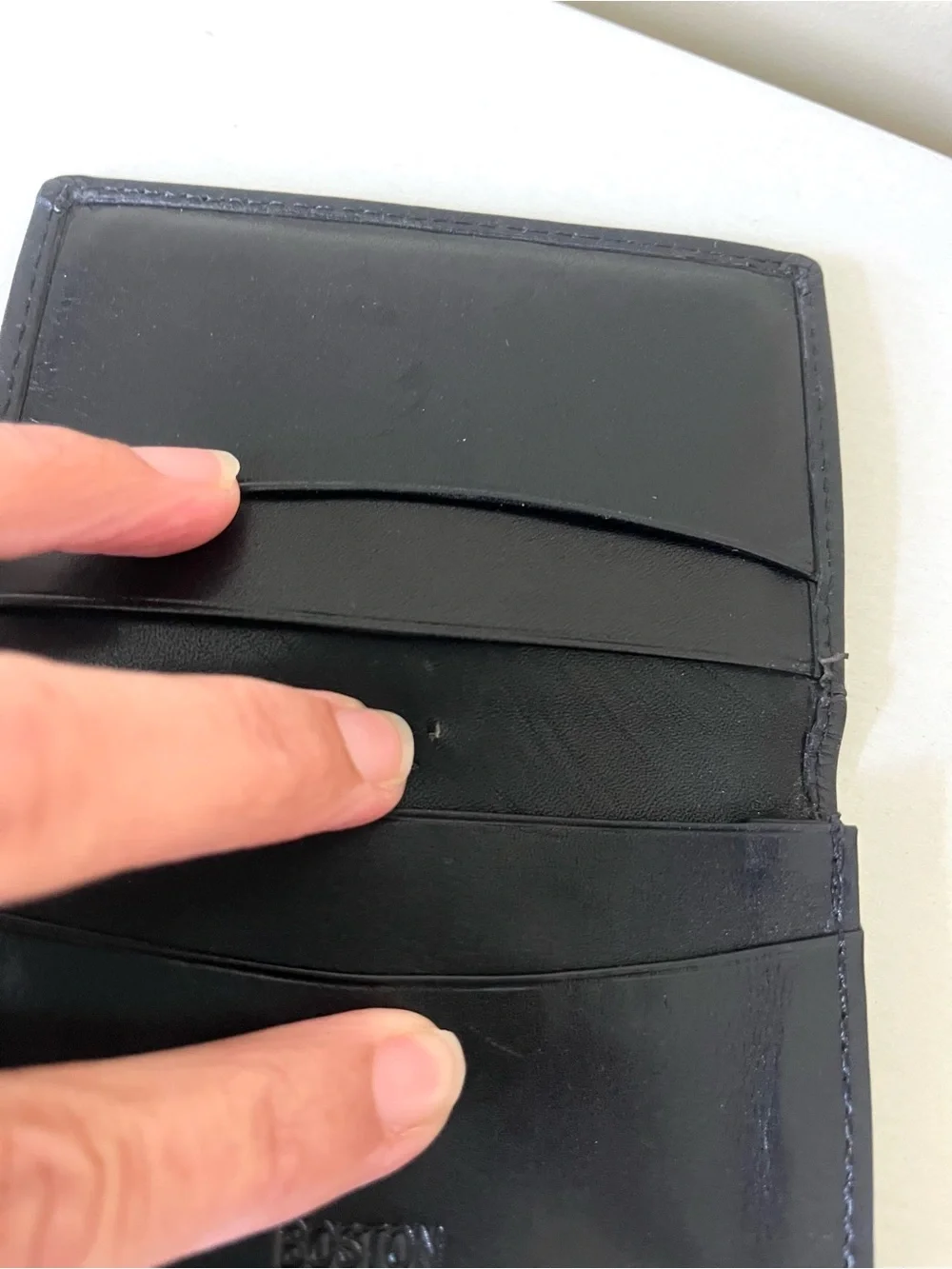 Boston Leather Goods Black Leather Bifold Card Case